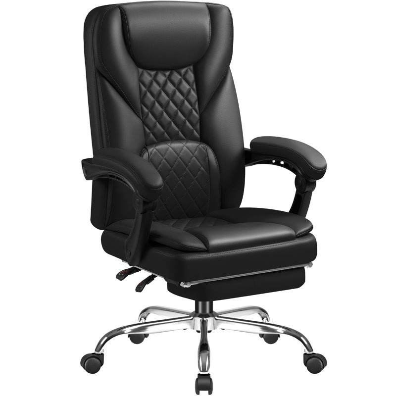 Home Office High Back Ergonomic Reclining Executive Chair with Footrest Black Home Office High Back Ergonomic Reclining Executive Chair with Footrest Black